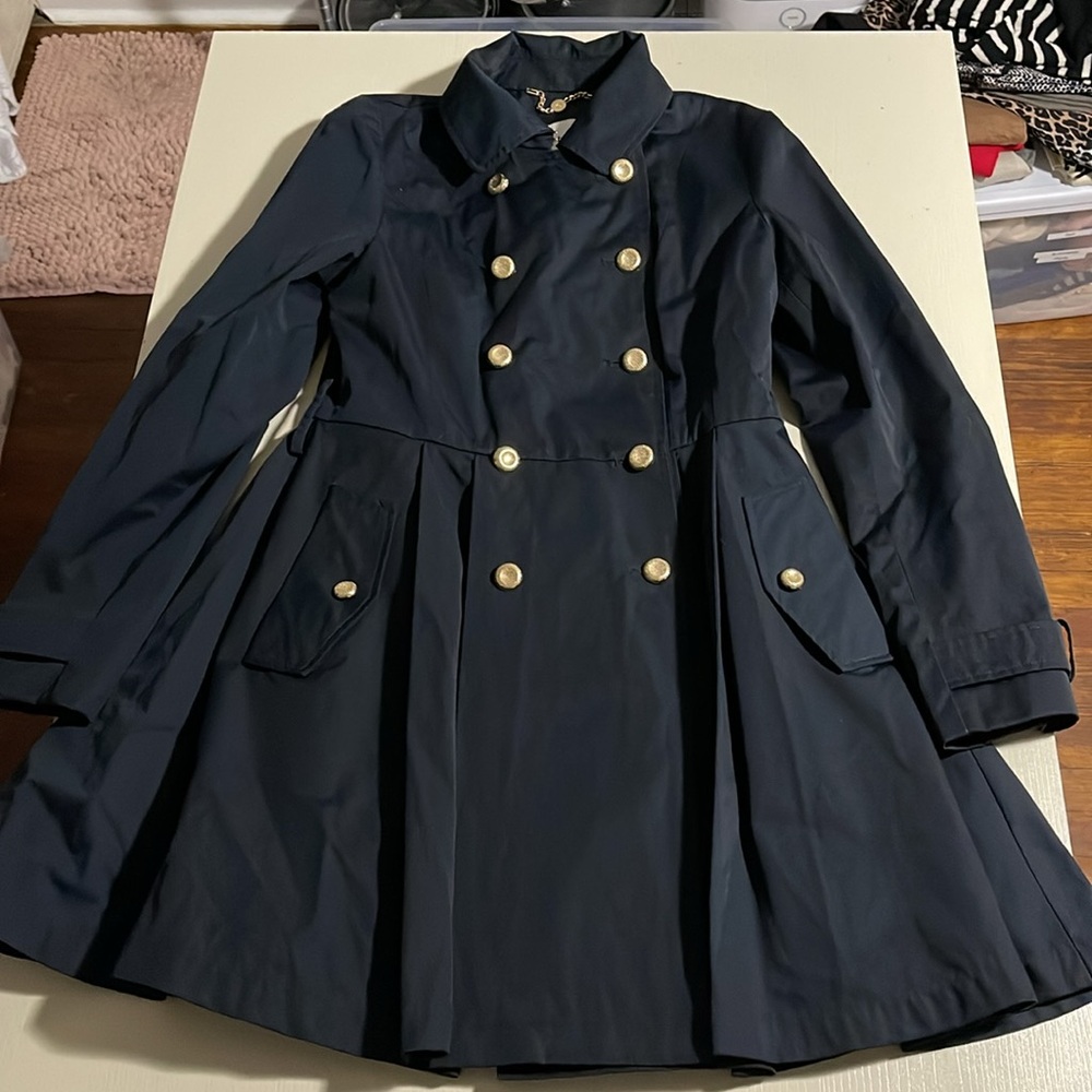Bebe Black Pleated Bottom Pea Coat- Size Small